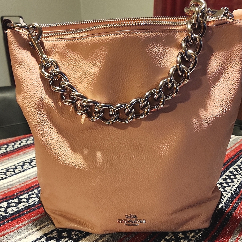 Coach Pink Leather Chain Tote